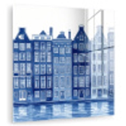 Aquarel - Grachtenpanden - Delfts - Blauw plexiglas 5mm klein -zzzproduct_nieuw