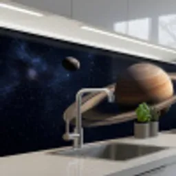 Planeten - Saturnus - Ruimte keuken achterwand 2 middel -3d_schuin