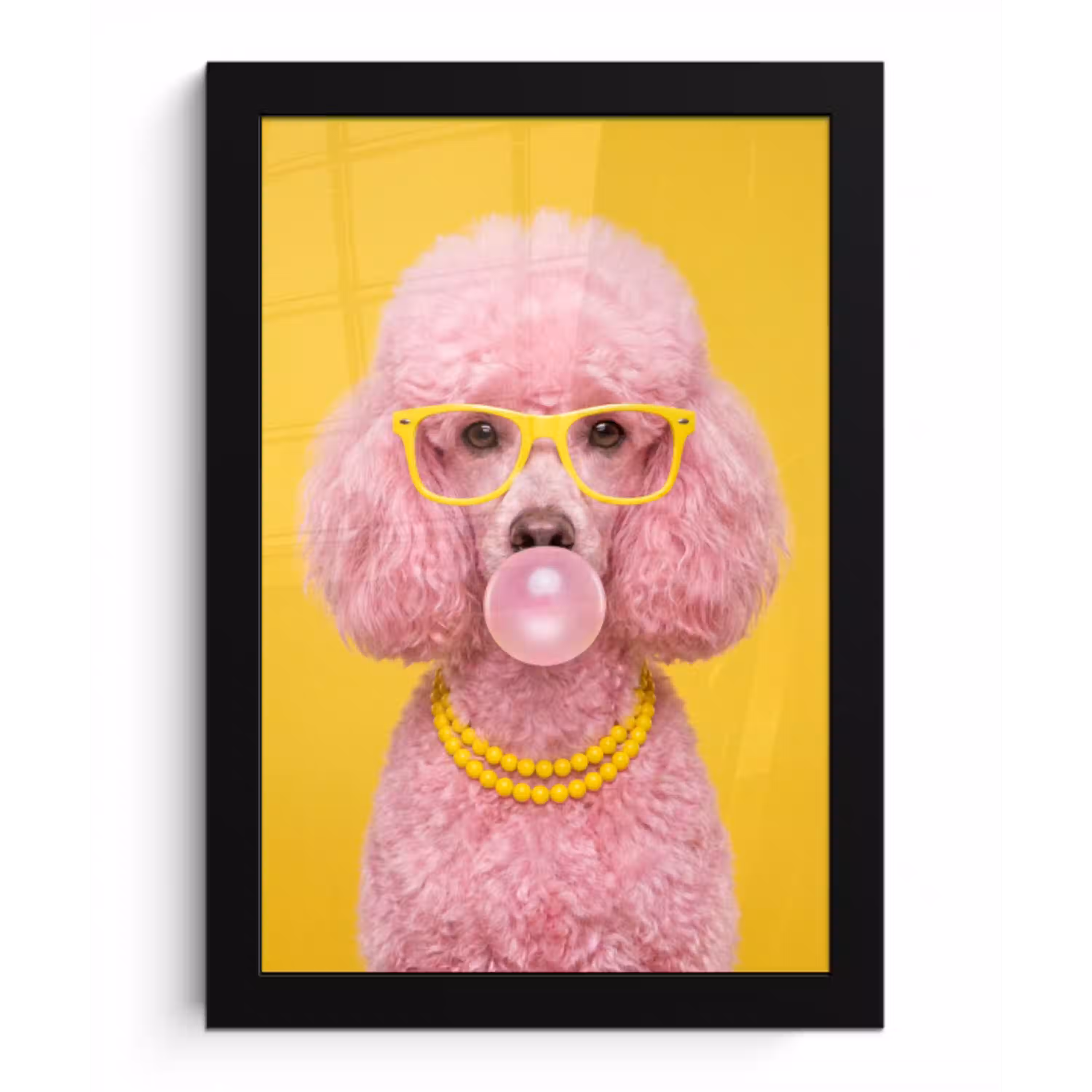 Hond - Kauwgum - Dieren - Modern - Roze fotolijst zwart zonder passe partout klein -3d