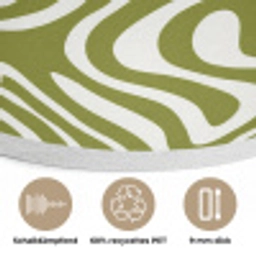 Lijnpatroon - Groen - Organisch Akoestische PET Vilt - Rond klein 838 -closeup_DE