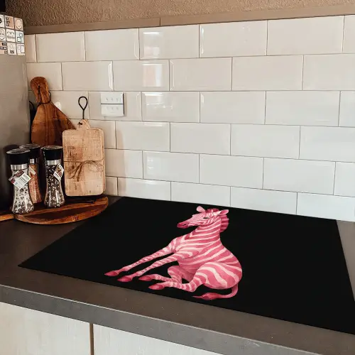 Zebra - Roze - Gestreept Inductie beschermer vinyl 3mm klein -sfeer3