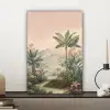 Tropisch landschap - palmbomen - Bloemen - Roze lucht canvas 2cm klein -sfeer6