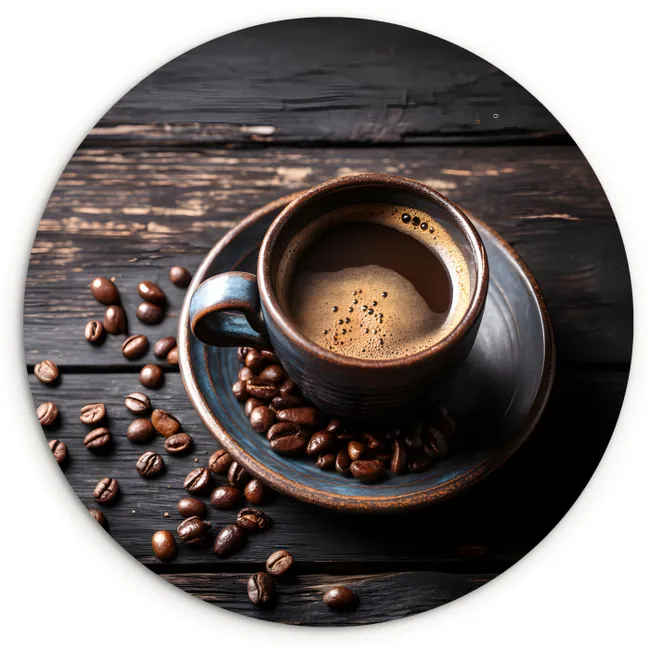 Muurcirkel - Kop - Koffie - Hout - Bonen