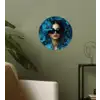 Vrouw - Bloemen - Blauw - Aesthetic - Luxe Wandcirkel behangsticker klein -sfeer2