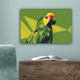 Papegaai - Groen - Snavel - Abstract canvas 2cm klein -sfeer4