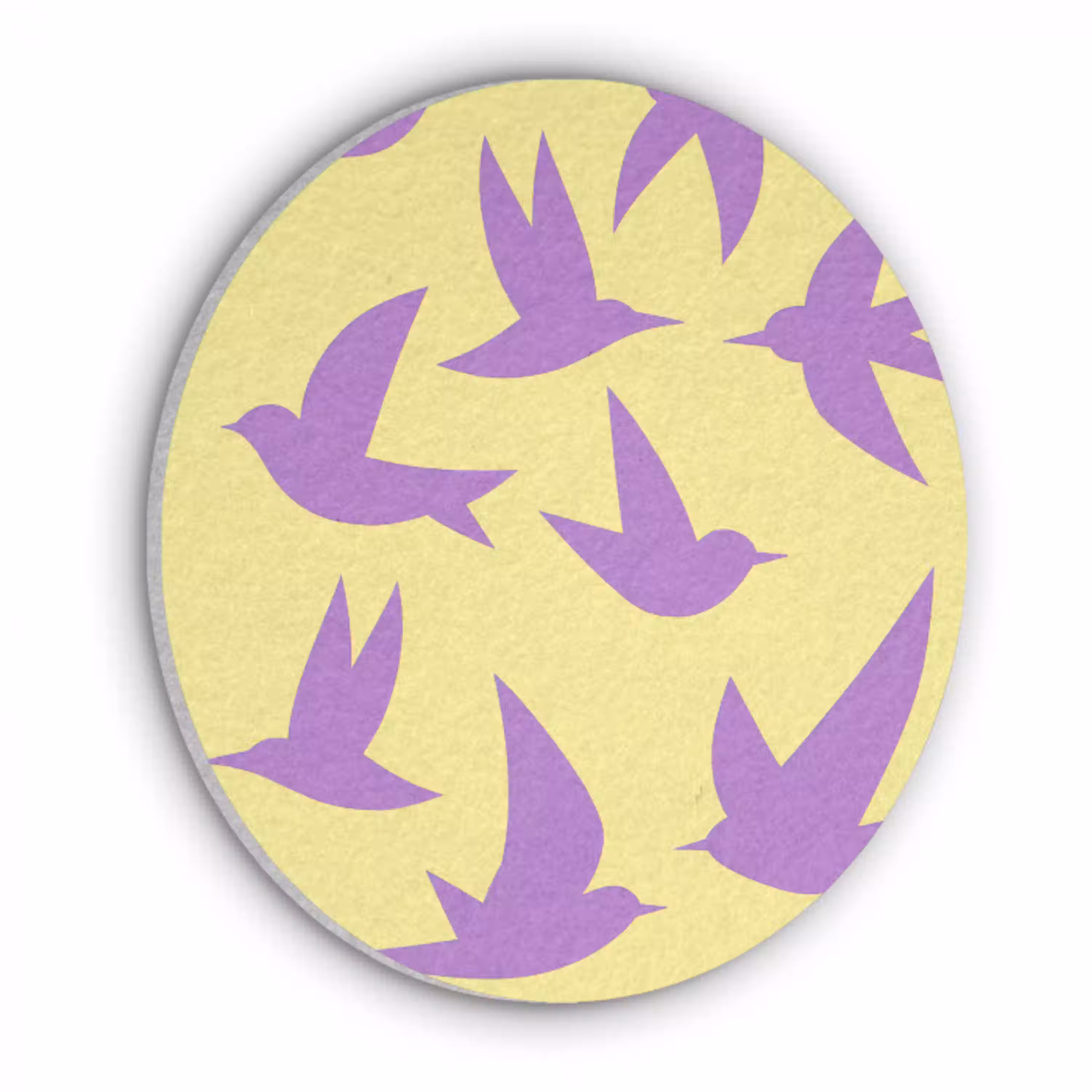 Vogels - Cirkel - Geel - Beweging Akoestische PET Vilt - Rond klein -3d