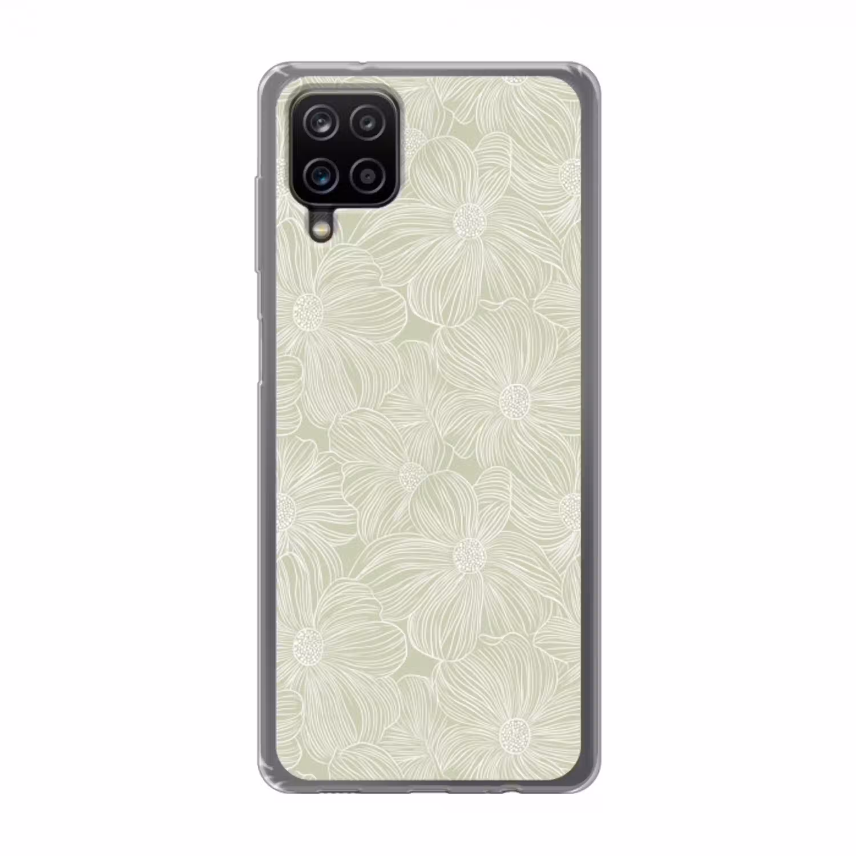 Sereen - Bloemen - Groen Telefoonhoesje Samsung Galaxy A12 klein 372 -3d