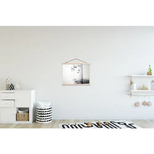 Bamboestammen - Water - Minimalistisch - Wit textielposter latten blank klein -kinderkamer