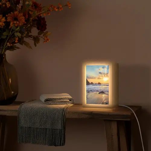 Strand - Zonsondergang - Natuur - Zee - Landschap Light Box met kabel (Tafellamp) klein -sfeer4