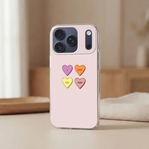 Hartjes - Pastel - Liefde - Moeder Telefoonhoesje iPhone 17 Pro klein -sfeer2