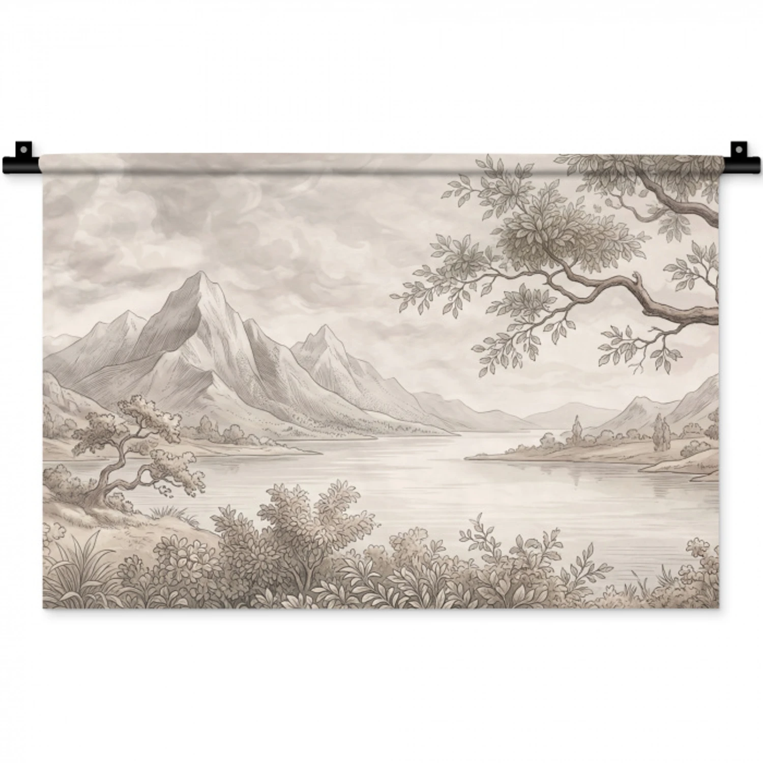Landschap - Bergen - Meer - Natuur Wandkleed katoen klein -zz3d