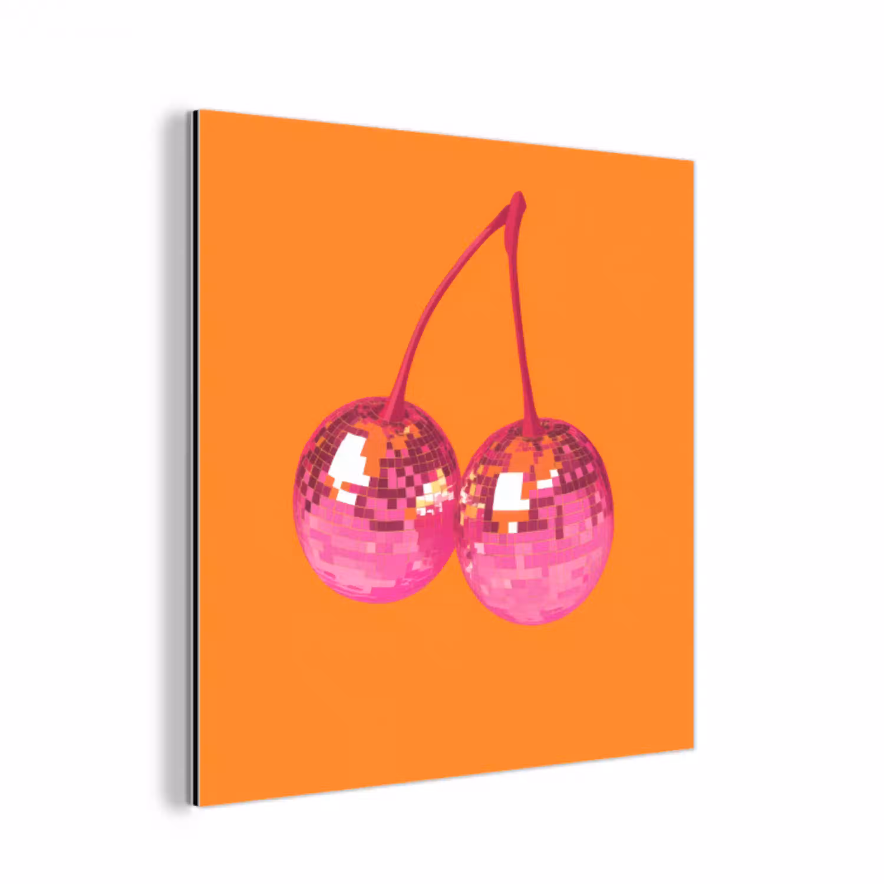 Discoballen - Kers - Spiegels - Roze aluminium wit klein -3d