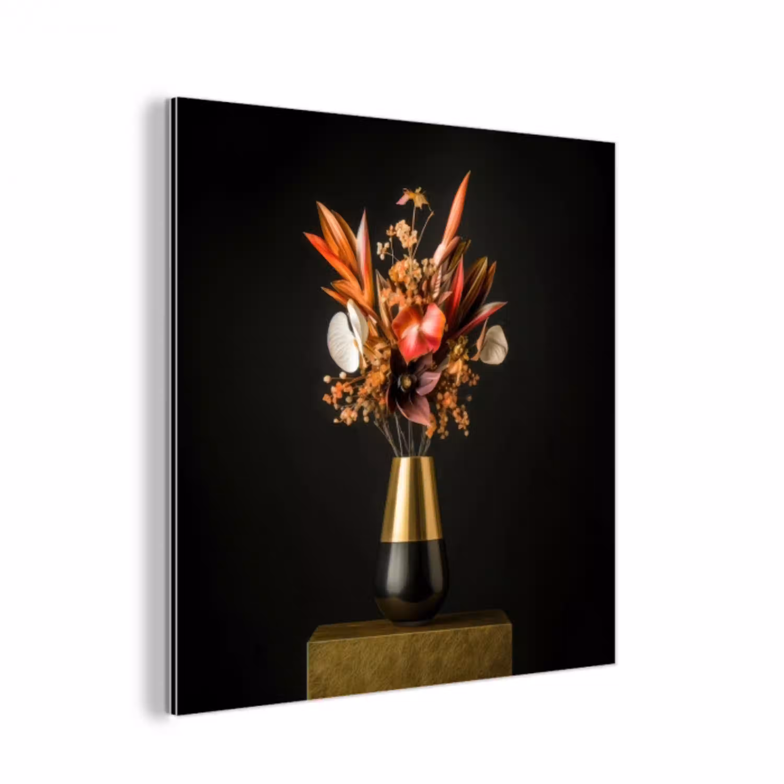 Exotisch - Boeket - Vaas - Goud aluminium wit klein -3d