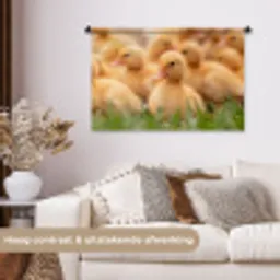 Pijltje - Eend - Natuur - Geel Wandkleed katoen middel -sfeer1