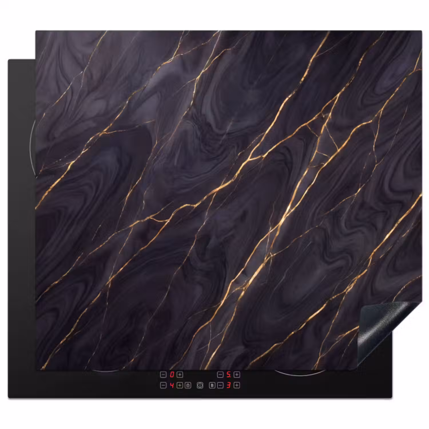 Inductie beschermer - Marmer - Goudaders - Abstract - Modern - Zwart