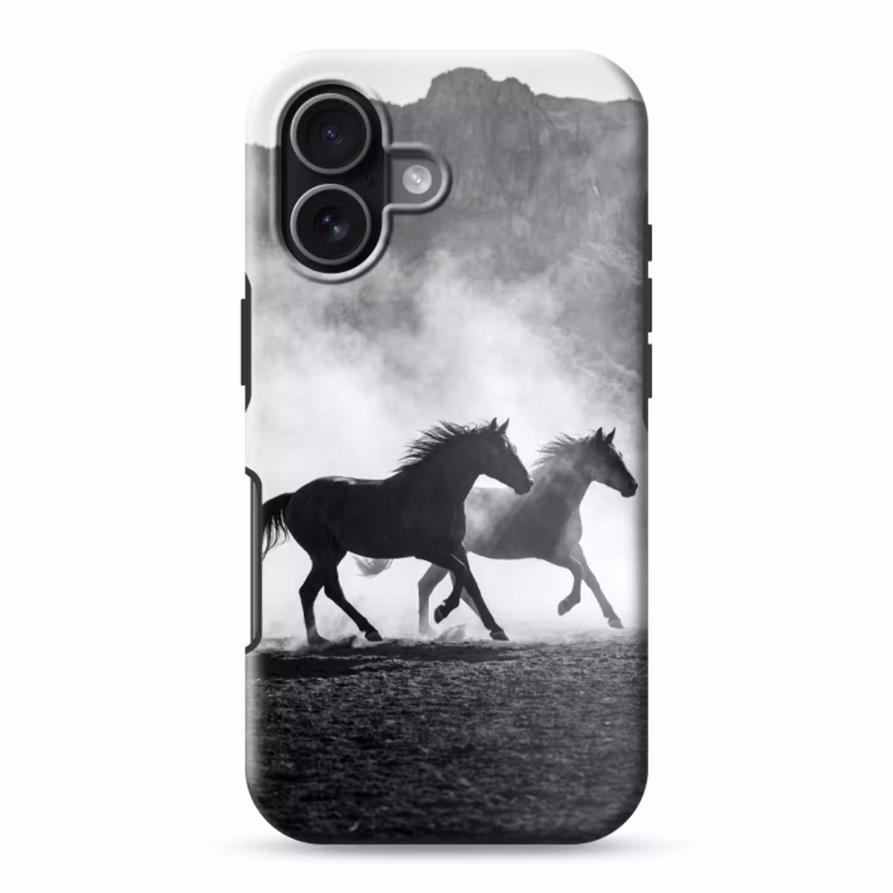 Paard - Ren - Stof - Zwart-wit - Dieren Toughcase MagSafe Apple iPhone 17 klein -3d