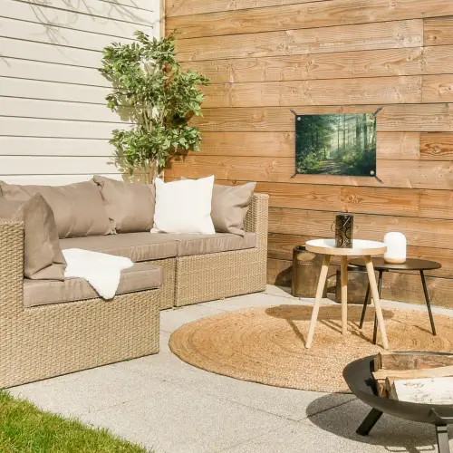 Bos - Pad - Zon - Bomen - Groen - Natuur tuinposter los doek klein -sfeer4