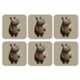 Neushoorn - Witte bloemen - Lief onderzetter kurk middel -3d