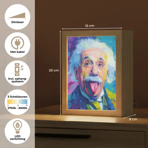 Oude man - Expressief - Kleurrijk Light Box met kabel (Tafellamp) klein -USP_NL