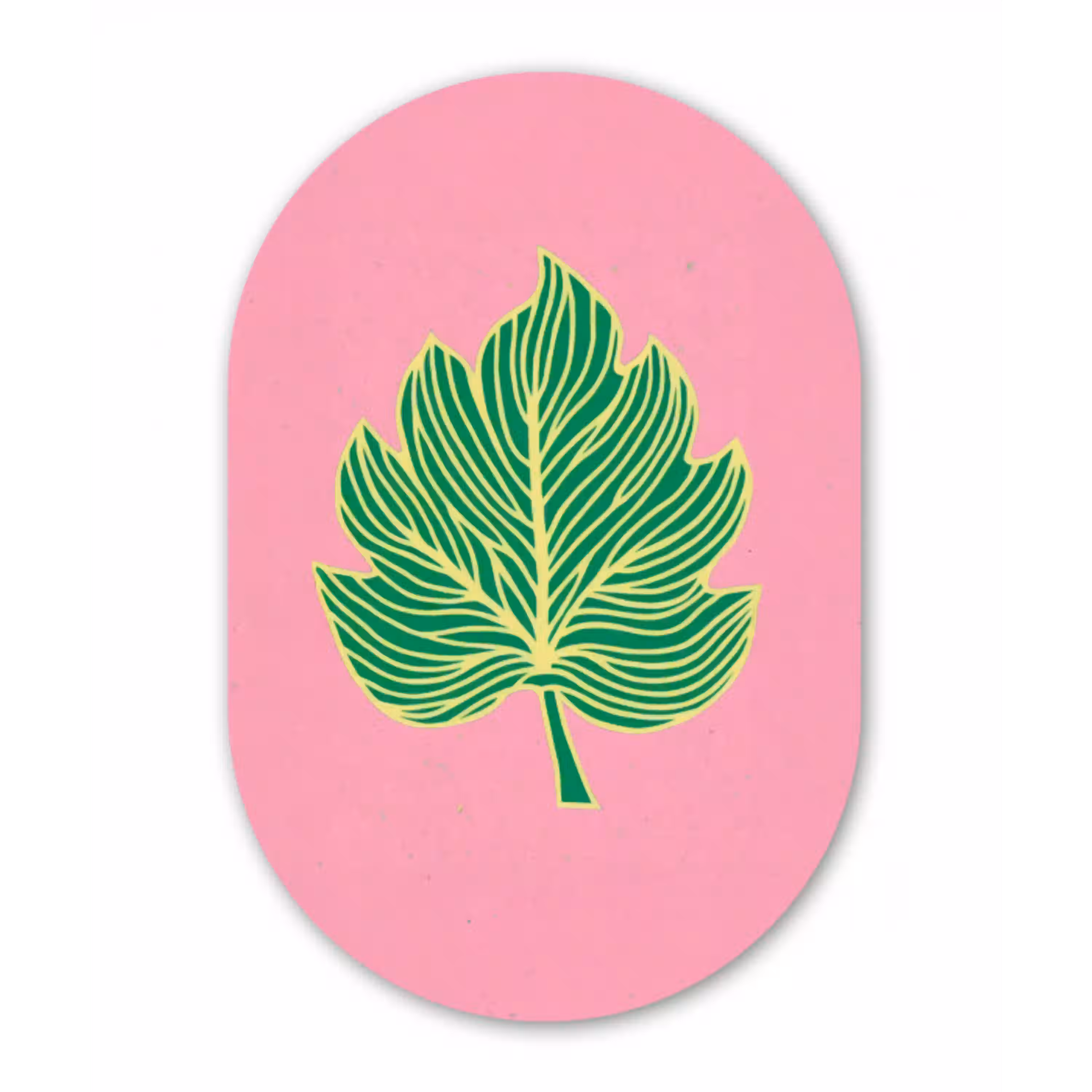 Blad - Groen - Illustratie - Minimalistisch Wandcirkel Ovaal Glas middel -3d