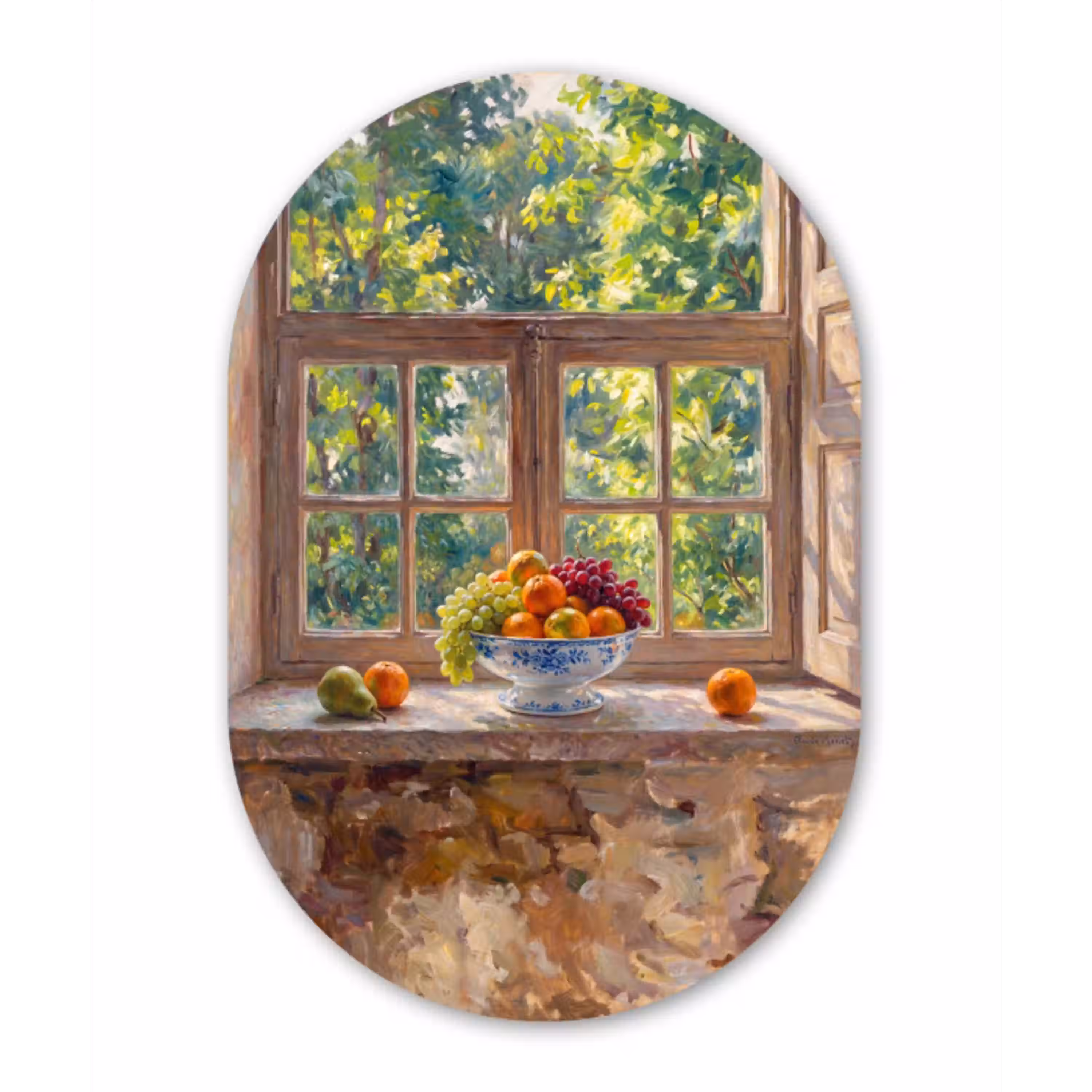 Fruit - Vensterbank - Natuur Wandcirkel Ovaal Forex klein -3d