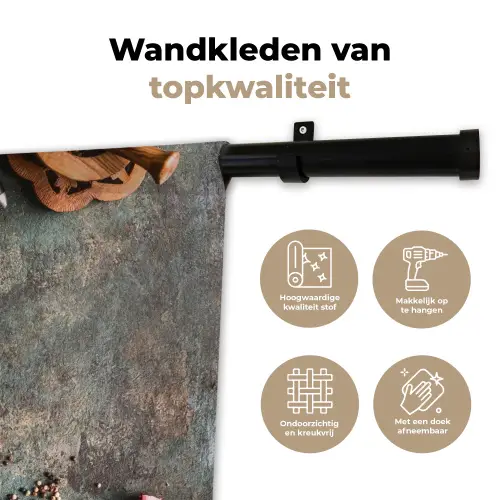 Marmer - Groente - Herfst - Pompoen - Rustiek - Kruiden Wandkleed katoen klein -sfeer2