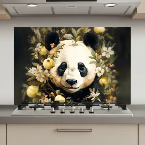 Panda - Pandabeer - Wilde dieren - Natuur - Bloemen keuken achterwand spatscherm klein -3d_website
