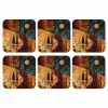 Silhouetten - Abstract - Zon - Maan onderzetter kurk middel -3d