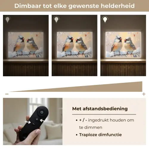 Vogels - Tak - Winter - Sneeuw Light Box met batterij (Wandlamp) middel -USP_dimbaarNL