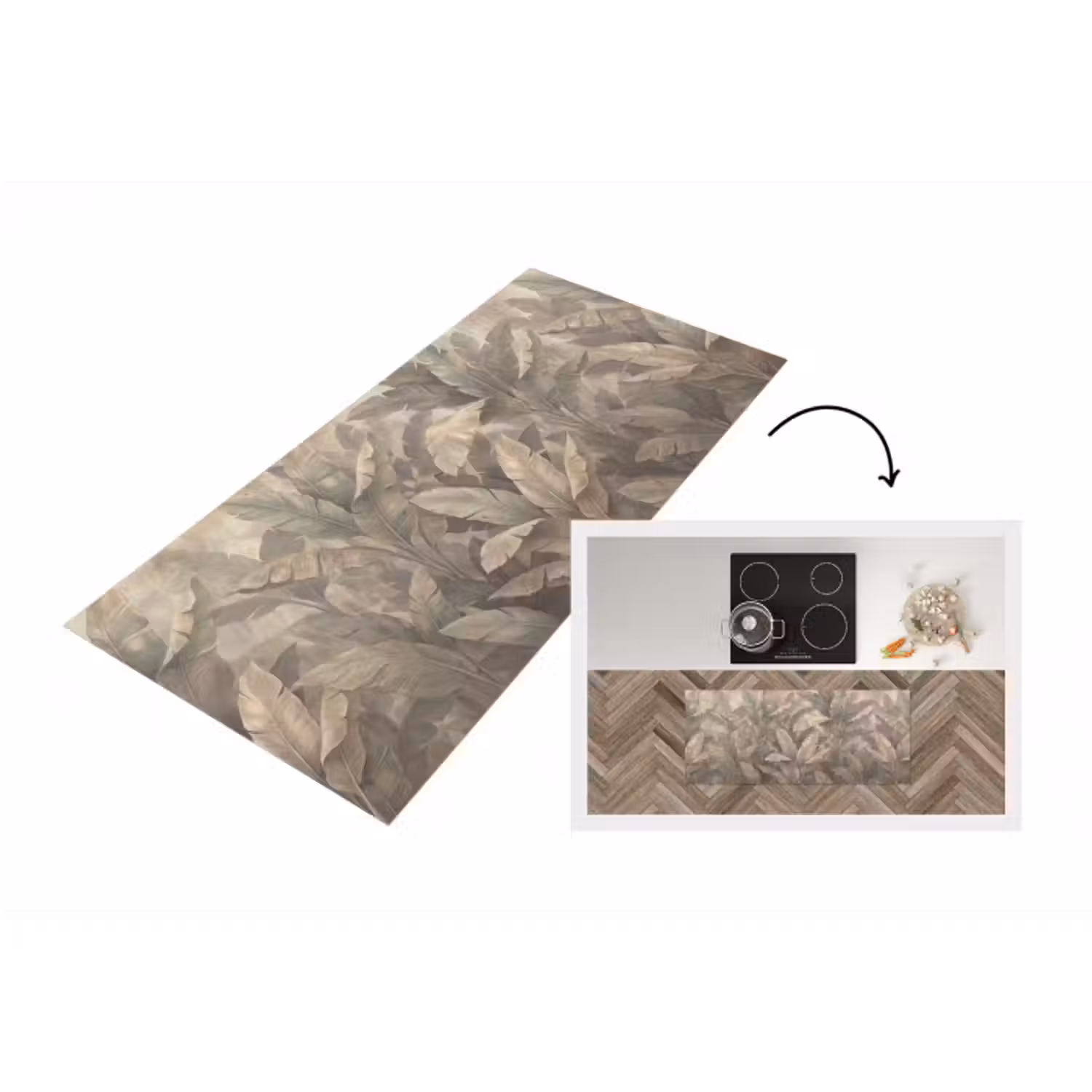 Küchenläufer - Blätter – Tropisch – Natur – Modern – Beige