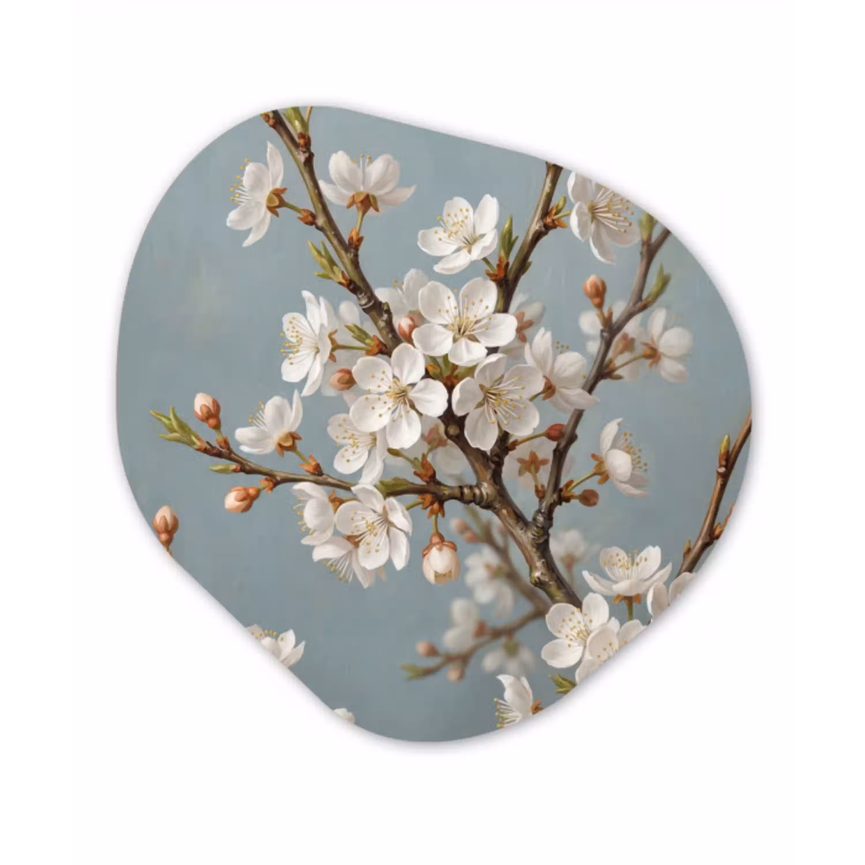 Botanisch - Stilleven - Blauw Wandcirkel Organisch Aluminium middel -3d