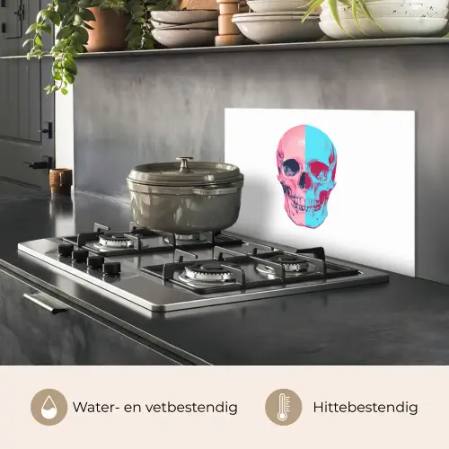 Schedel - Grafisch - Roze - Verdeeld keuken achterwand spatscherm klein -usp_NL