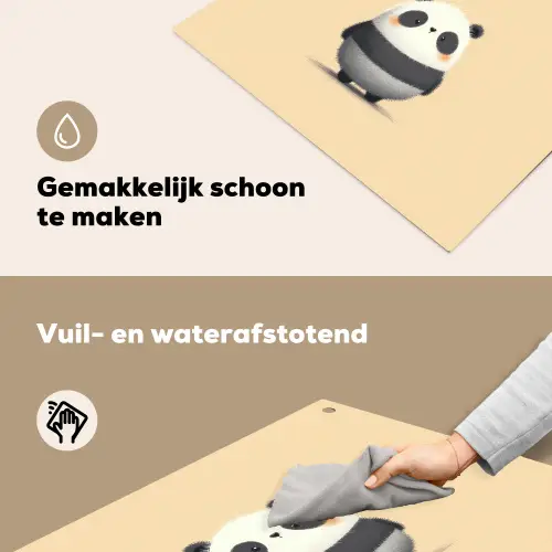 Panda - Beige - Minimalistisch Inductie beschemer met haakjes middel -ky-schoon-nl