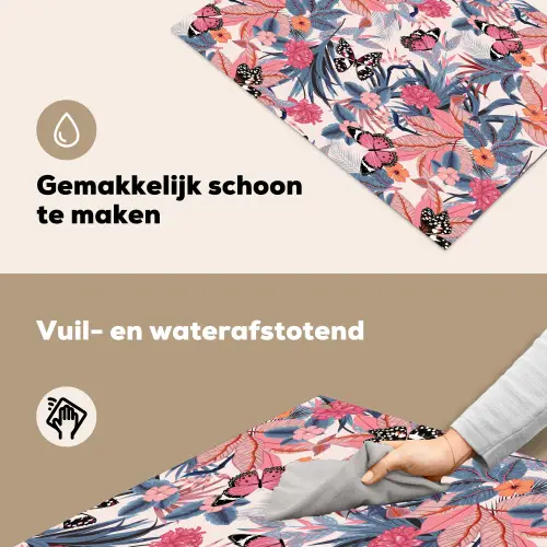 Tropisch - Zomer - Vlinder - Perzik Inductie beschemer met haakjes klein 777 -ky-schoon-nl