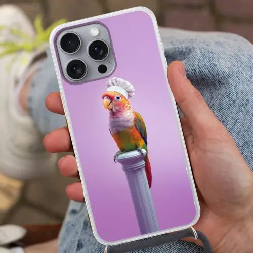 Papegaai - Koksmuts - Pilaar - Vogel Hoesje iPhone 16 Pro Max met koord klein -sfeer3