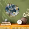 Bladeren - Abstract - Goud - Blauw Wandcirkel Organisch Forex 3mm klein -sfeer2