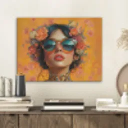 Vrouw - Bloemen - Aesthetic - Oranje PET vilt klein -sfeer1