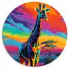 Giraffe - Savanna - Lucht - Gekleurd Wandcirkel kunststof plaat 5mm dik klein -3d
