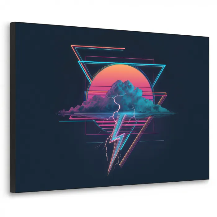 Wolk - Bliksemschicht - Driehoeken - Lijnen Textielframe zwart klein -3d