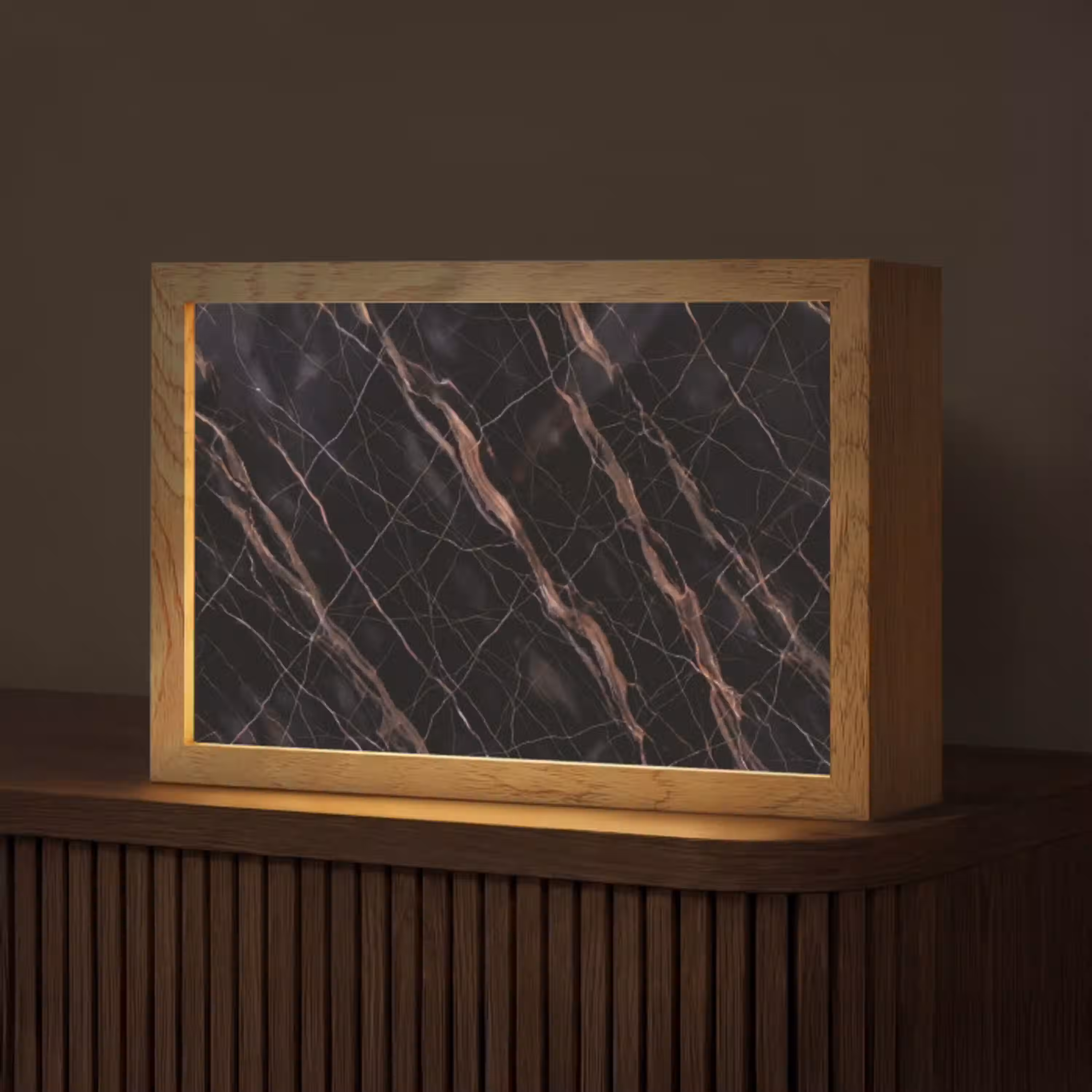Marmer - Goud - Patroon - Luxe - Zwart Light Box met kabel (Tafellamp) klein -z3d_website