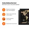 Wereldkaart - Beige - Zwart Inductie beschermer vinyl 3mm klein -zzzzzzz-td-ups