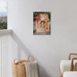 Doorkijk - Boog - Bloemen - Pastel tuinposter los doek klein -sfeer8