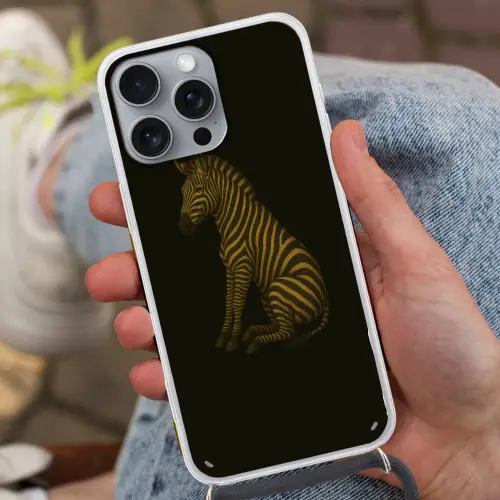 Zebra - Strepen - Goud Hoesje iPhone 16 Pro Max met koord klein -sfeer3