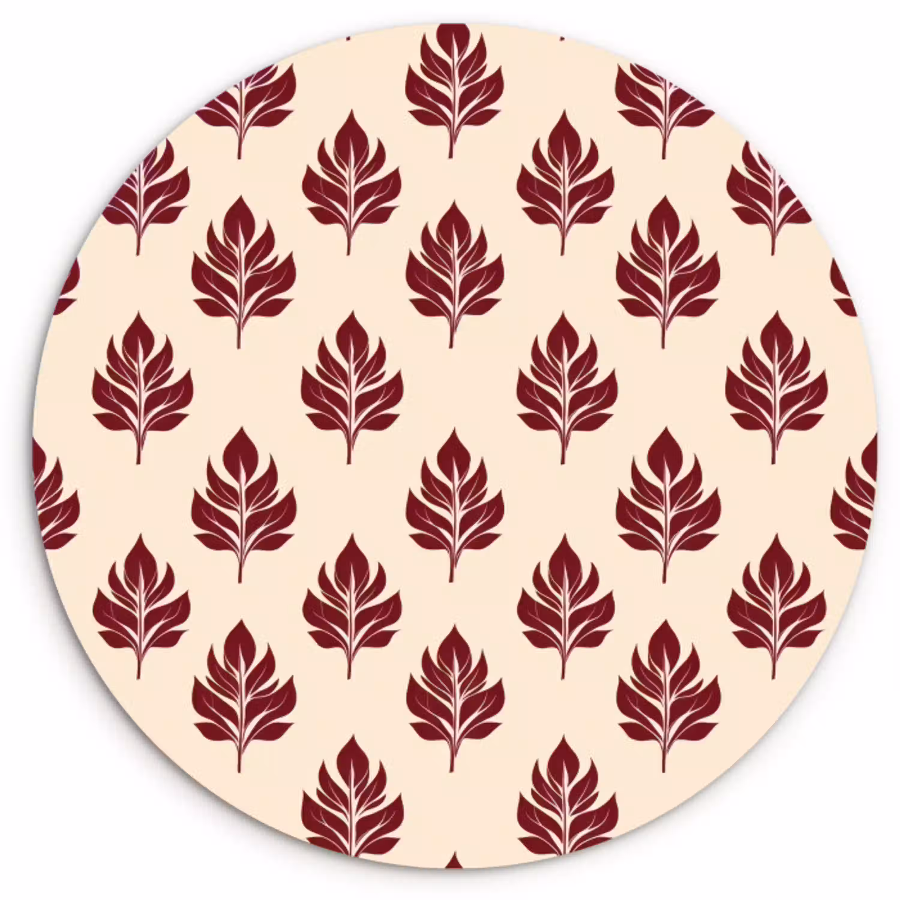 Botanisch - Patroon - Bordeaux Wandcirkel kunststof plaat 5mm dik klein 188 -3d