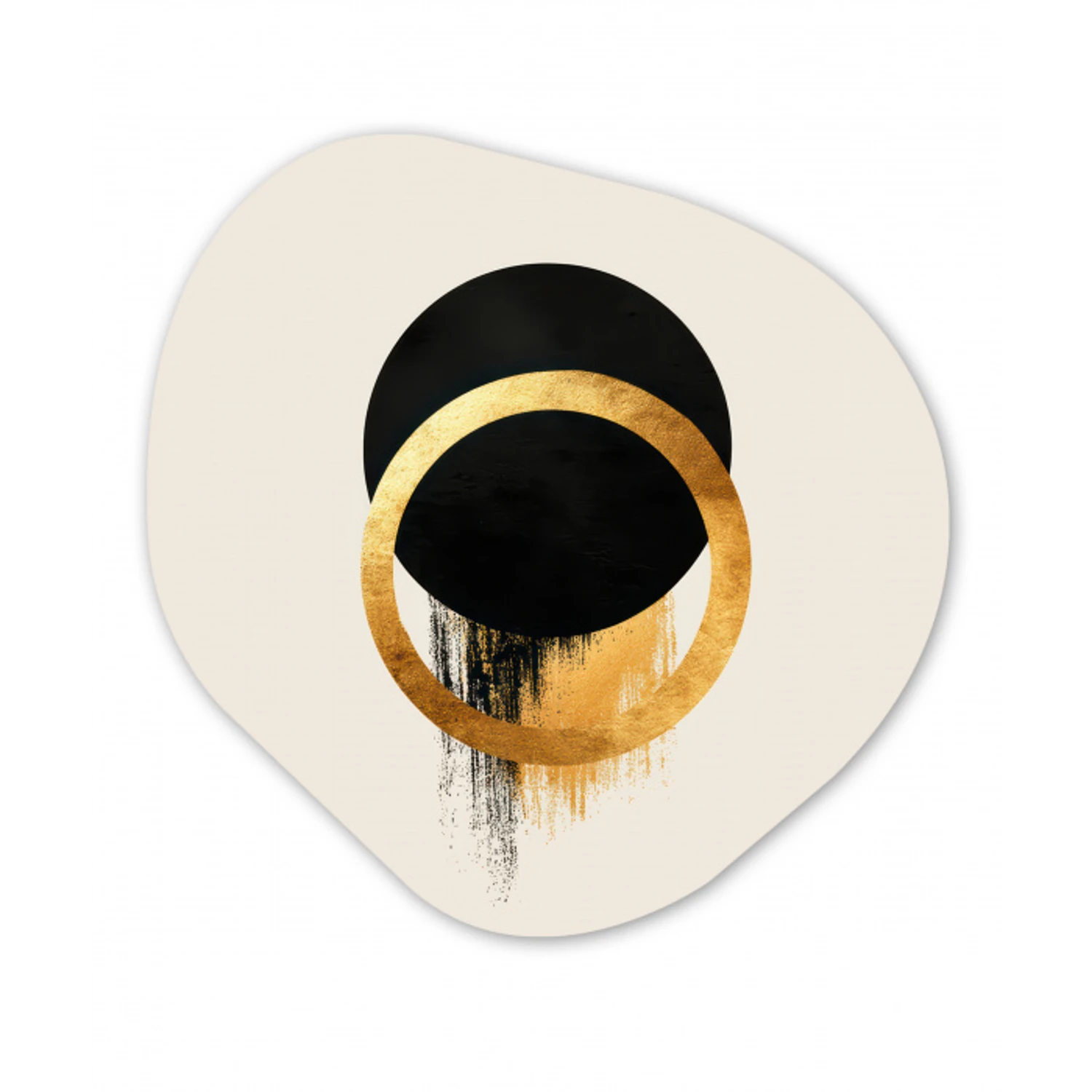 Abstract ontwerp - Zwarte cirkel - Verfvlekken Wandcirkel Organisch Forex 3mm klein -3d