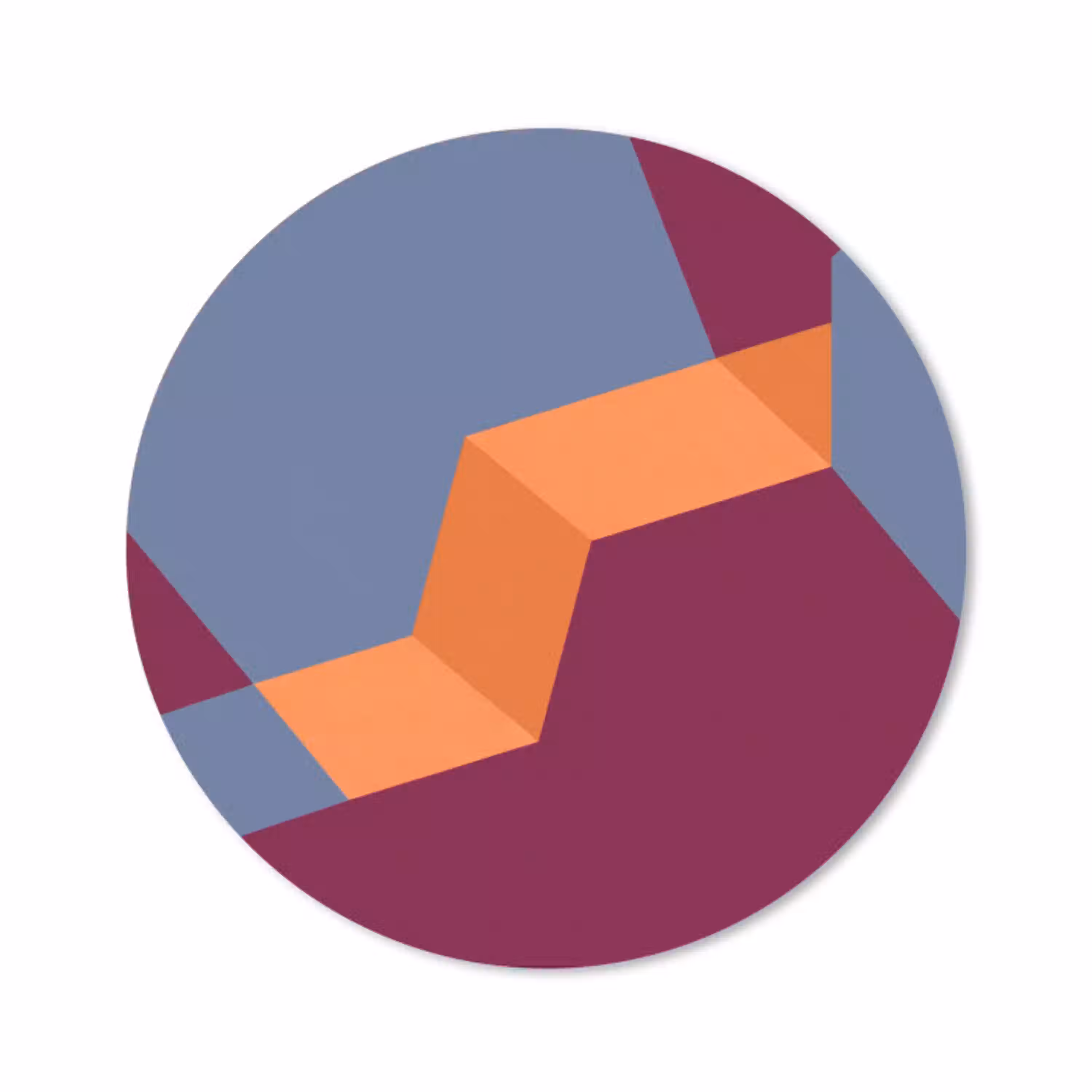Abstract - Vormen - Modern - Blauw - Oranje Muismat rond klein -3d