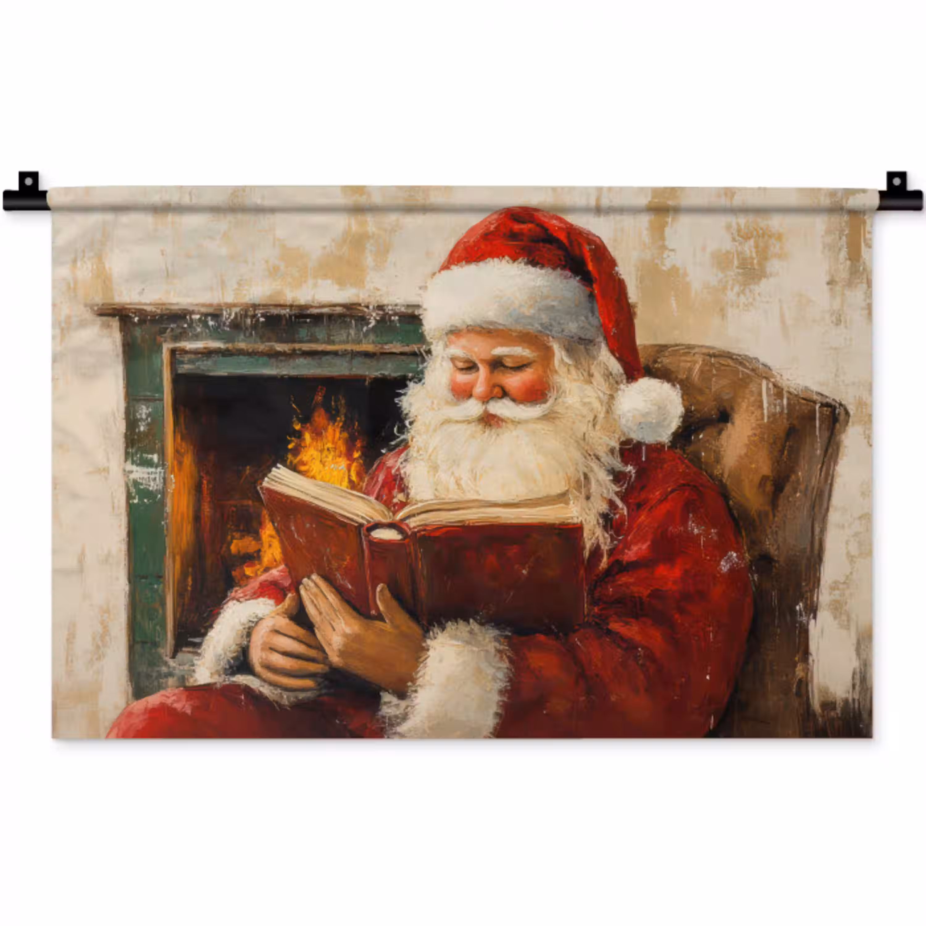 Kerst - Kerstman - Winter - Open Haard Wandkleed katoen klein -zz3d