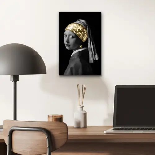 Meisje met de parel - Johannes Vermeer - Goud aluminium wit klein -sfeer5