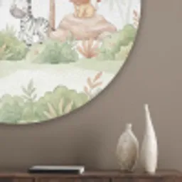 Dieren - Jungle - Pastel Akoestische PET Vilt - Rond klein -sfeer5_closeup