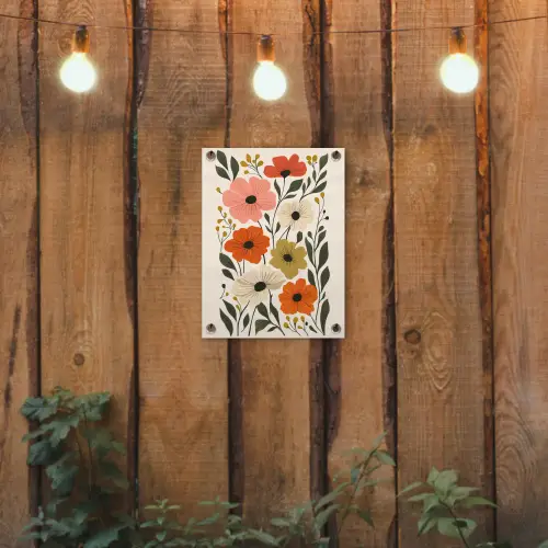 Veldbloemen - Stengels - Blaadjes - Groen tuinposter los doek klein -sfeer1